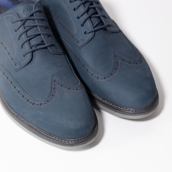 Cole Haan Mens Grand 360 Go-To Wingtip Oxford Blue Nubuck Leather Dress Shoe 9.5 main image 5